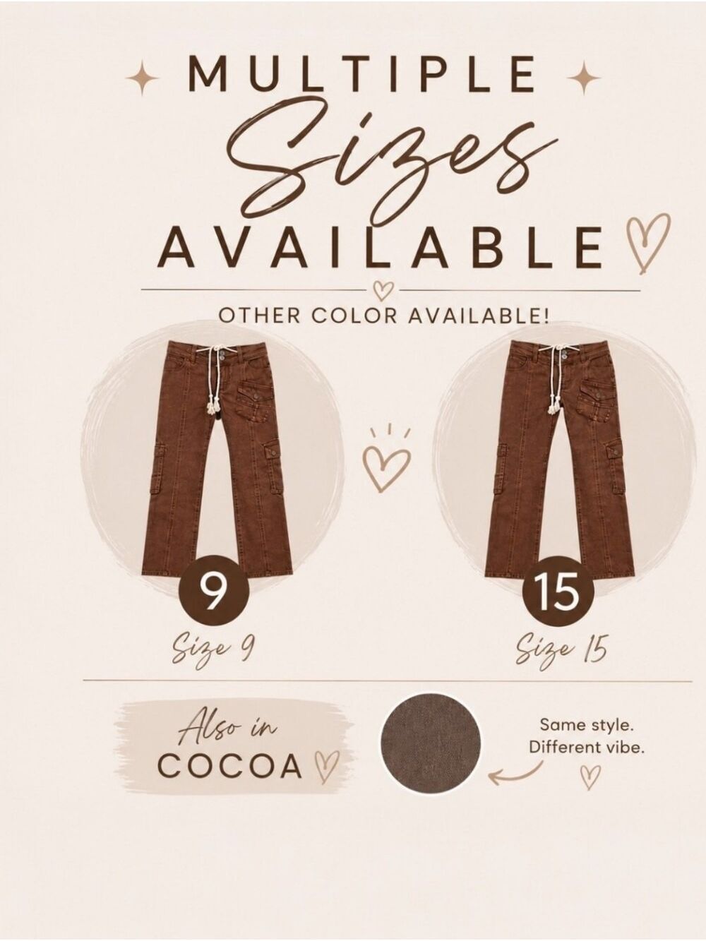 Risen Coffee Brown High Rise Cargo Straight Leg Utility Jeans Size 15 NWT - Picture 13 of 13